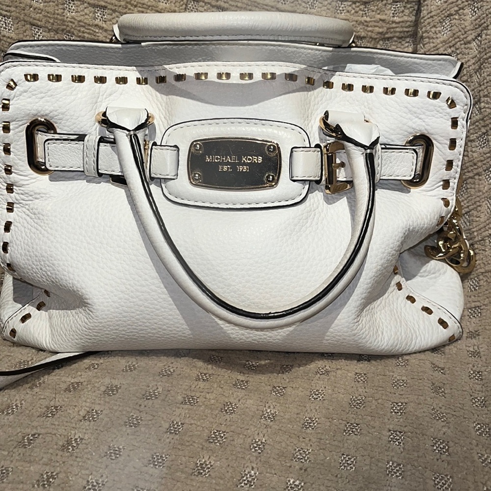 Michael Kors, white pebbled leather Hamilton bag